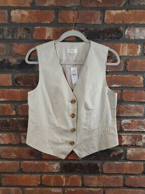 LOFT V-neck Cotton Blend Vest Coastal Grandma Light Academia Women's S NWT